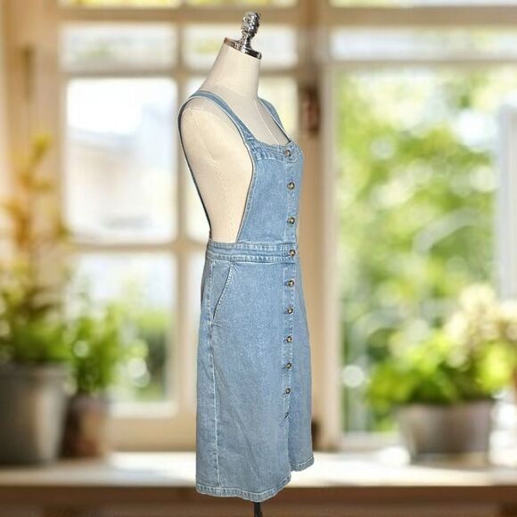 Faherty Organic Cotton Denim Remi Dress Blue Hanalei Wash Midi Pockets Jumper - Picture 6 of 15